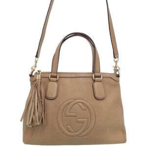 Gucci Soho grained leather top handle bag 2way tote shoulder bag